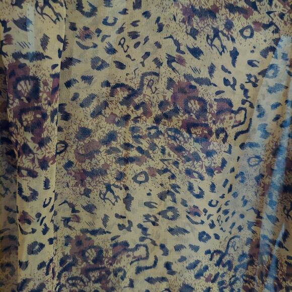 BCBG MaxAzria Blouse Small Sheer Lace Up Animal Print - Picture 6 of 10